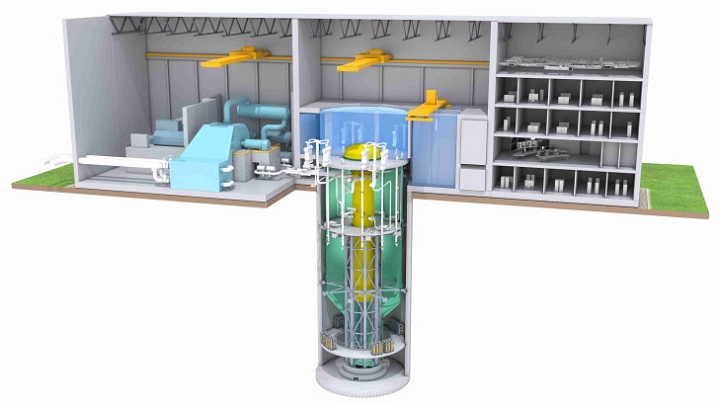 Model elektrowni z reaktorem BWRX-300 firmy GE Hitachi Nuclear
